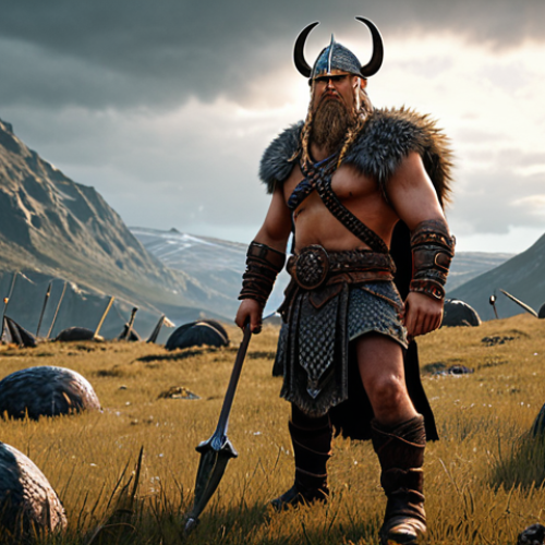 Home 15 ** A frustrated Viking warrior encountering a bug in the Odin game. The scene should depict a visually stunning Valhalla backdrop with a glitching character or object, highlighting the contrast between the game's beauty and the frustrating bug.
**